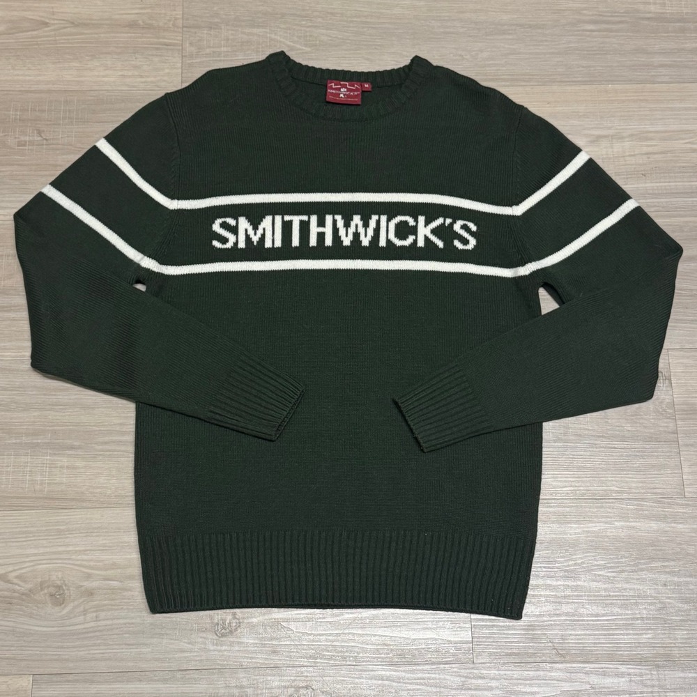 Vintage Smithwick's Irish Ale Beer Sweater Mens M Green Pub Breweriana Knit 90s